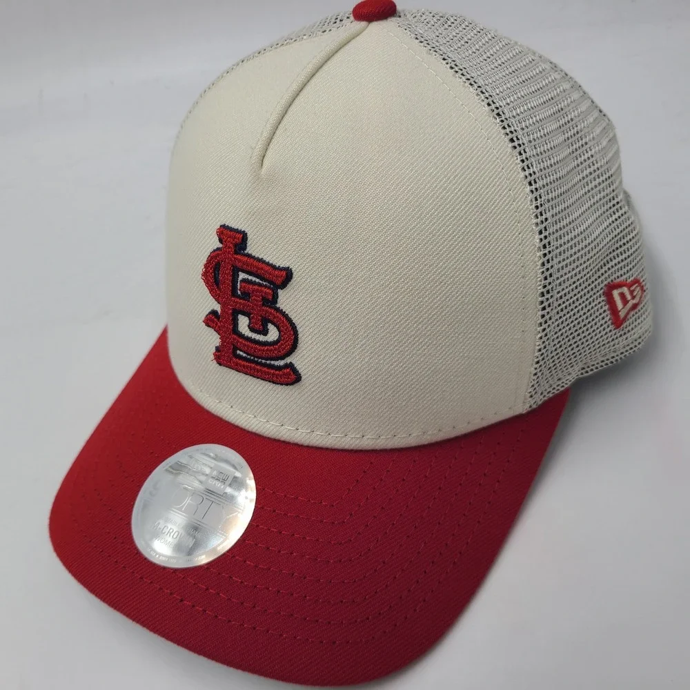 Women St Louis Cardinals Hat Snapback Trucker Mesh New Era 9Forty Cream Red MLB